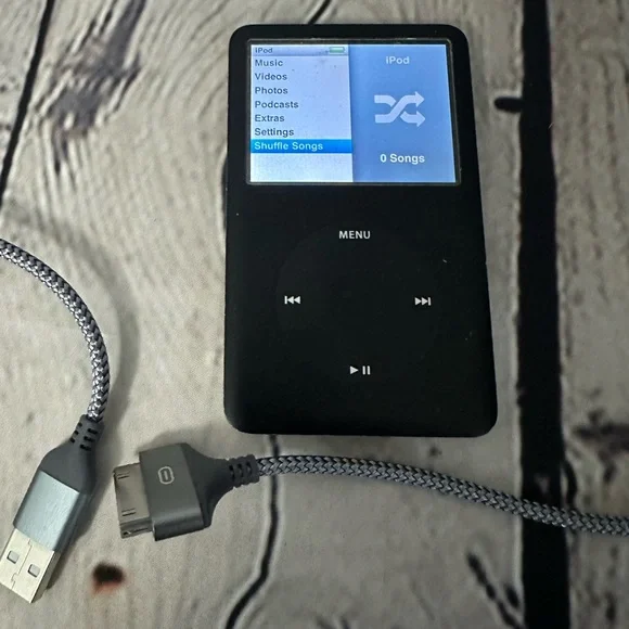 Black iPod classic. 80gb